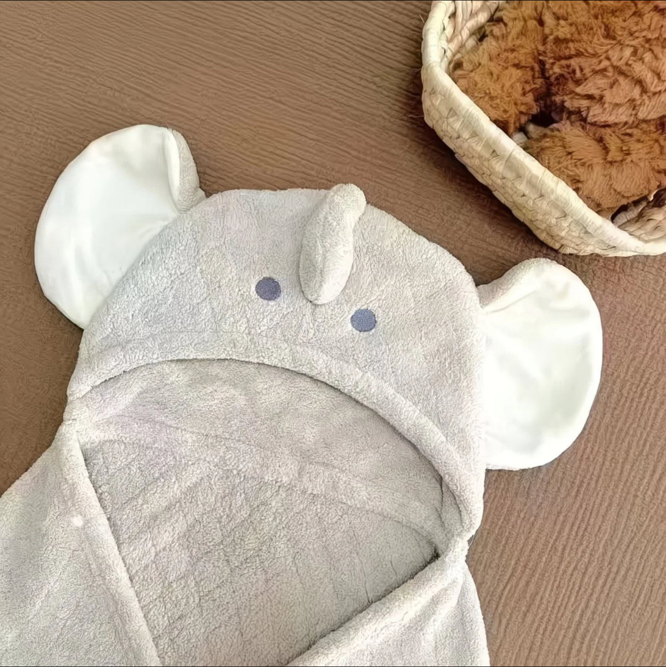 Babygreat Bath Towel with Cute Elephant Design - Super Absorbent Baby Towel with Hood for Girls, Boys