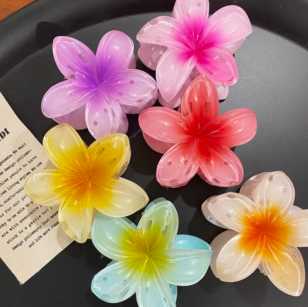 Tropical Flower Hair Claw Clips