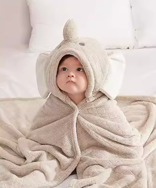 Babygreat Bath Towel with Cute Elephant Design - Super Absorbent Baby Towel with Hood for Girls, Boys