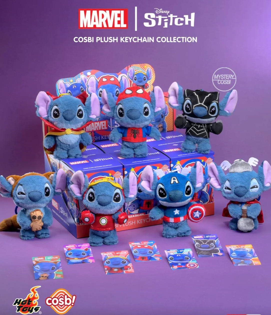 MARVEL STITCH Cosbi Plush Keychain Blind Box Series