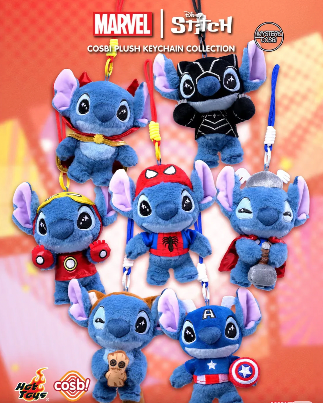 MARVEL STITCH Cosbi Plush Keychain Blind Box Series