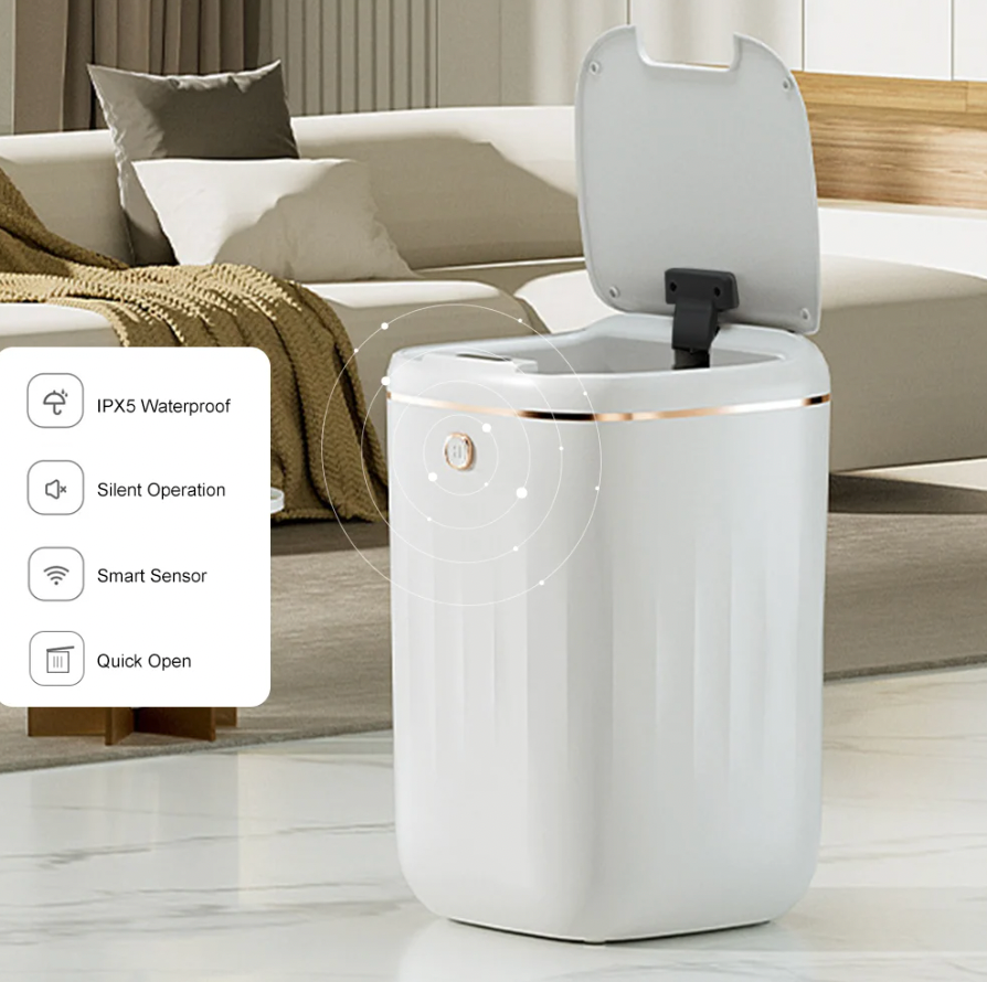 Sensor Automatic Touchless Motion White Smart Rubbish Bin for Bathroom Kitchen