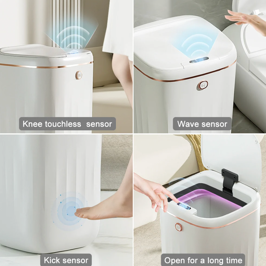 Sensor Automatic Touchless Motion White Smart Rubbish Bin for Bathroom Kitchen