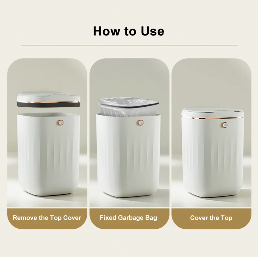 Sensor Automatic Touchless Motion White Smart Rubbish Bin for Bathroom Kitchen