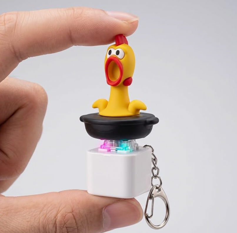 Lizard Button Clicker Keychain, Rechargeable Clicker Toy with sound and LED Light