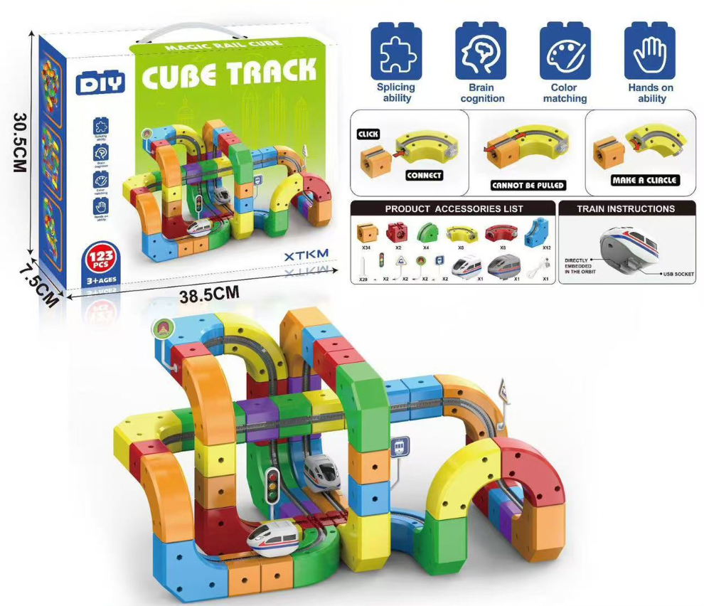 Magnetic Track Car Toys - Flexible Race Car Track Sets for Toddlers with Electric Train, Traffic Signs, Kids Train Set Toys