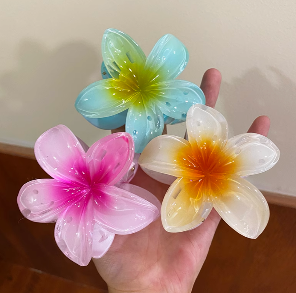Tropical Flower Hair Claw Clips