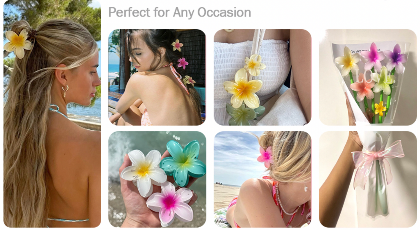Tropical Flower Hair Claw Clips
