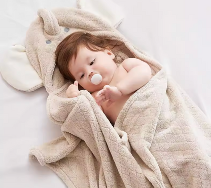 Babygreat Bath Towel with Cute Elephant Design - Super Absorbent Baby Towel with Hood for Girls, Boys
