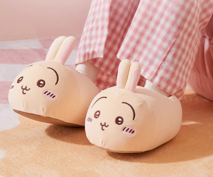 ChiiKawa X Miniso | ChiiKawa Hachiware Usagi Plush Slippers - Kawaii items Cute Shoes