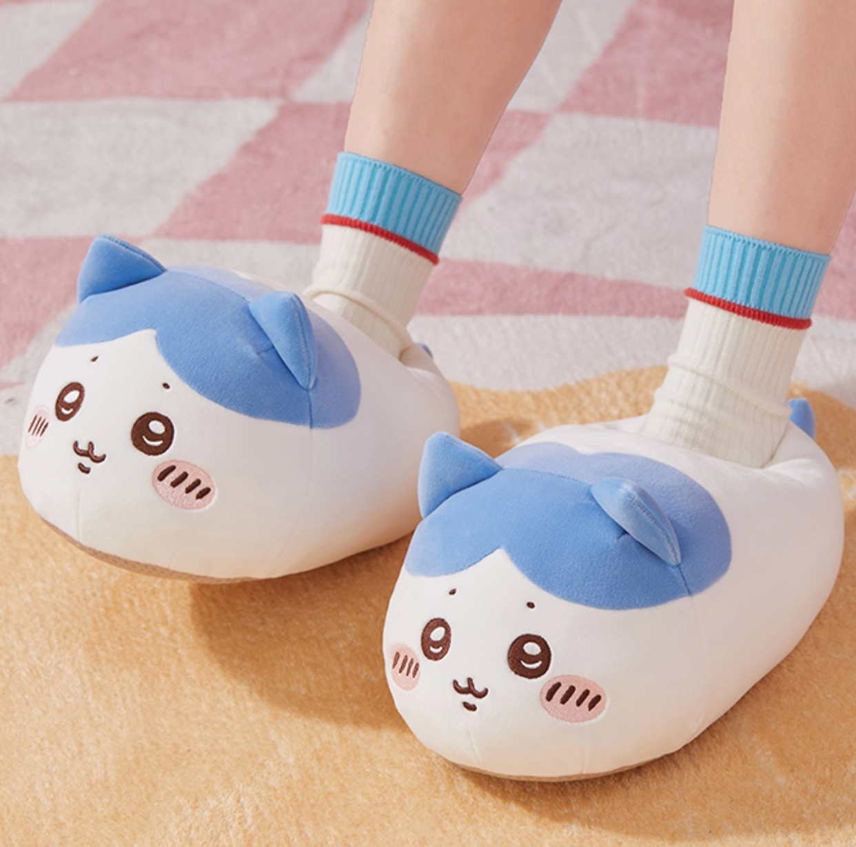 ChiiKawa X Miniso | ChiiKawa Hachiware Usagi Plush Slippers - Kawaii items Cute Shoes