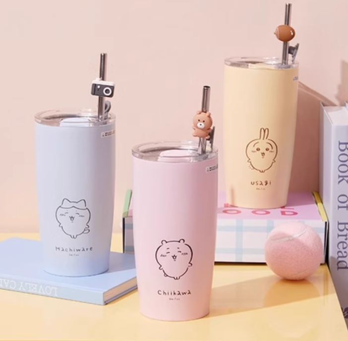 ChiiKawa X Miniso | ChiiKawa Hachiware Usagi Metal Water Cup With Straw