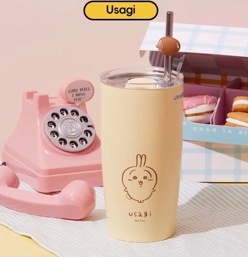 ChiiKawa X Miniso | ChiiKawa Hachiware Usagi Metal Water Cup With Straw