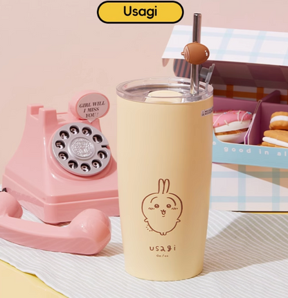 ChiiKawa X Miniso | ChiiKawa Hachiware Usagi Metal Water Cup With Straw