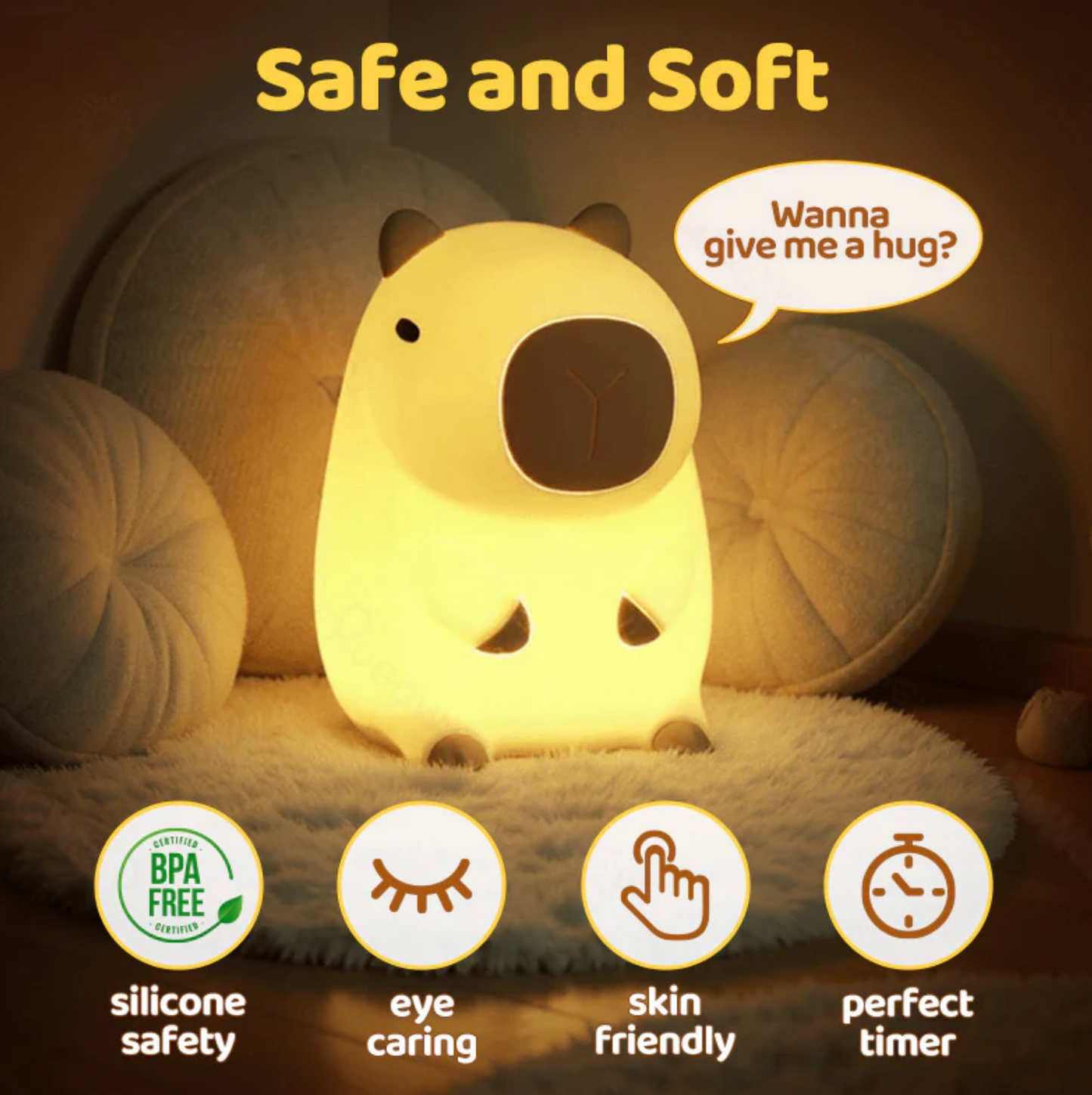 Capybara Squishy Night Light - Perfect Gift 🎁