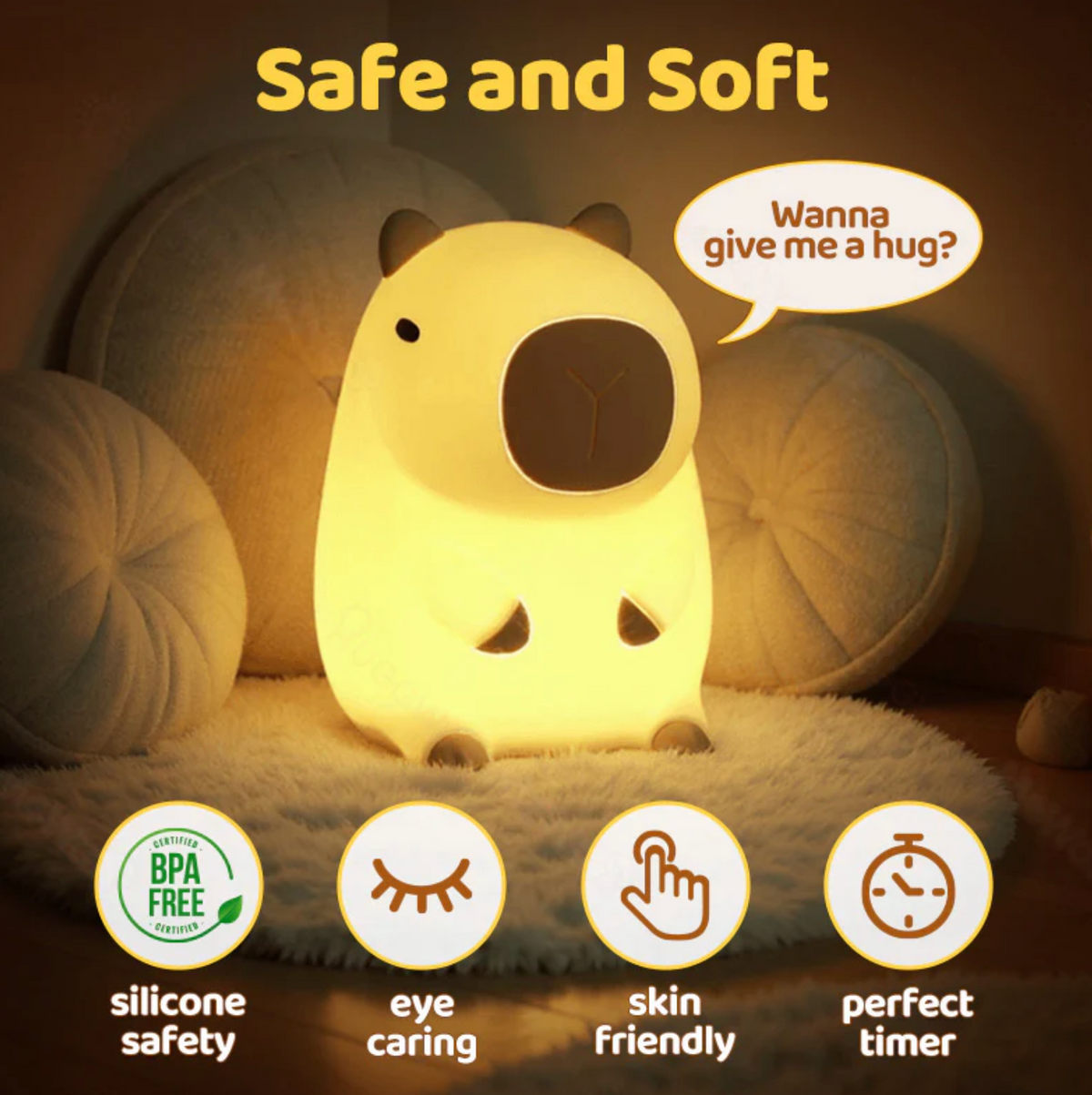 Capybara Squishy Night Light - Perfect Gift 🎁