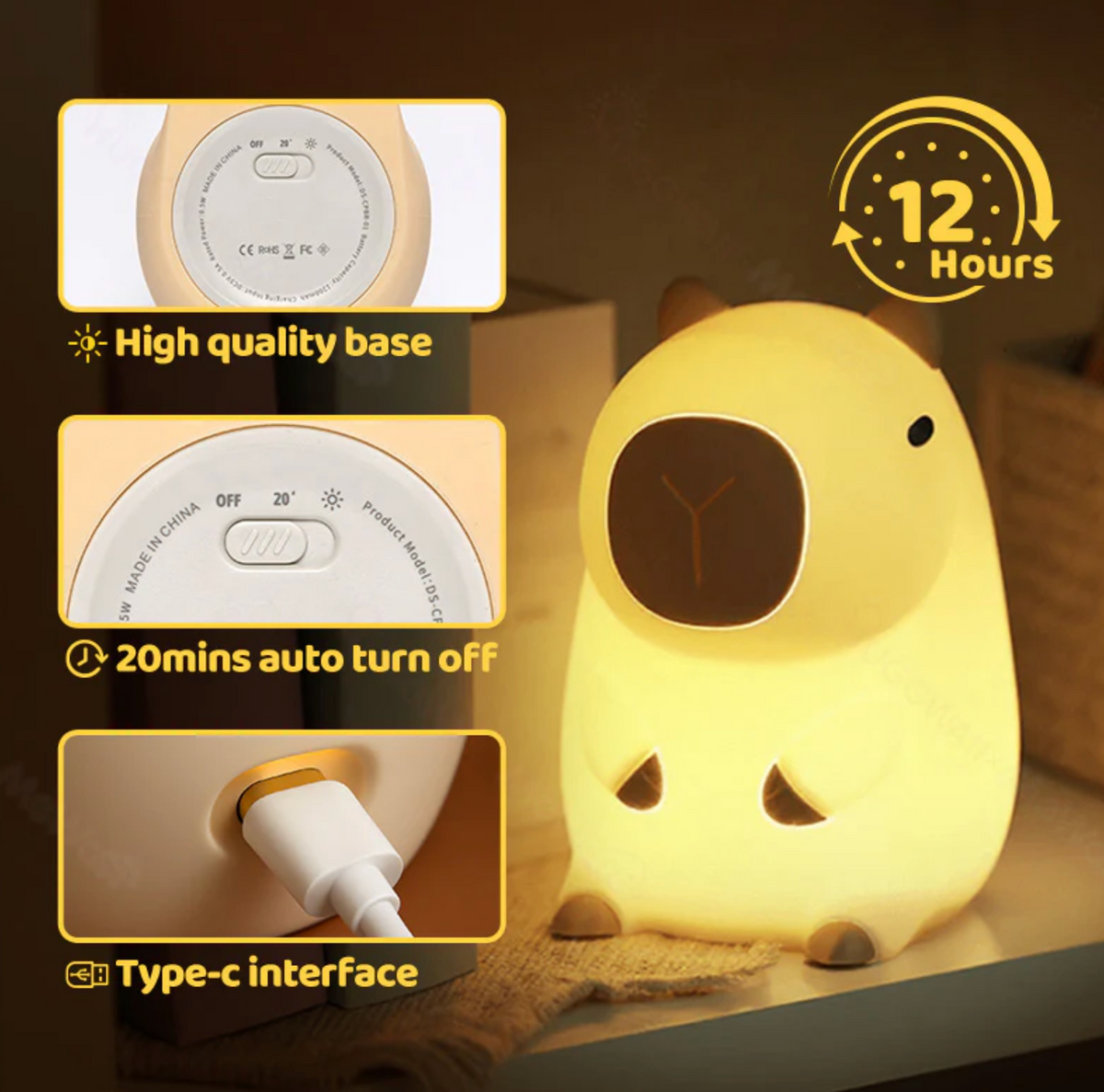Capybara Squishy Night Light - Perfect Gift 🎁