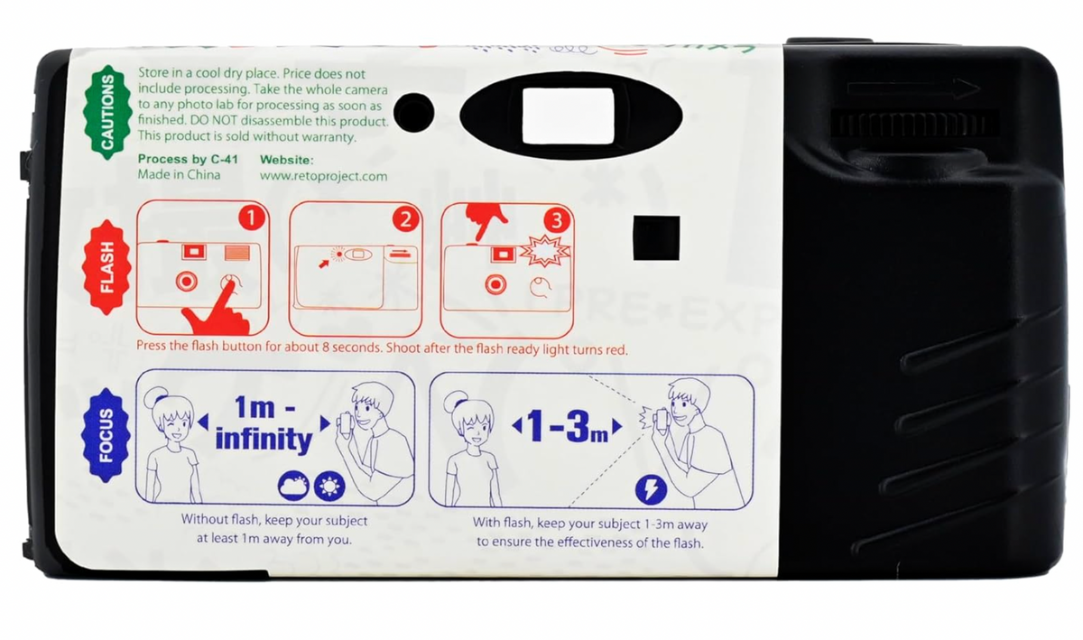 Retocolor Emoticon 400 35mm Disposable Film Camera 27EXP, ISO400, Color Negative Film, Focus Free, Easy to Use, Built in Flash, Single Use (Film and Battery Included)