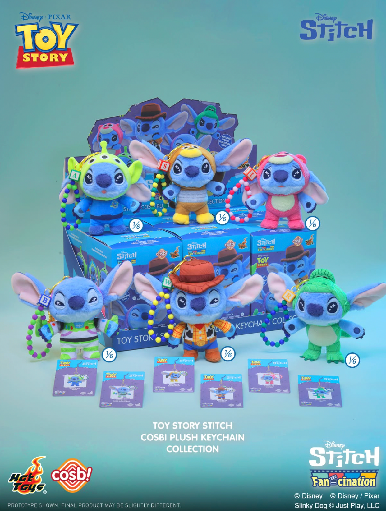 Hot Toys Disney Toy Story Stitch Cosbi Plush Keychain - Blind Box
