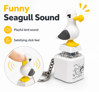 Seagull Mine Button Keychain, Rechargeable Clicke Toy with Real Sound & LED Light