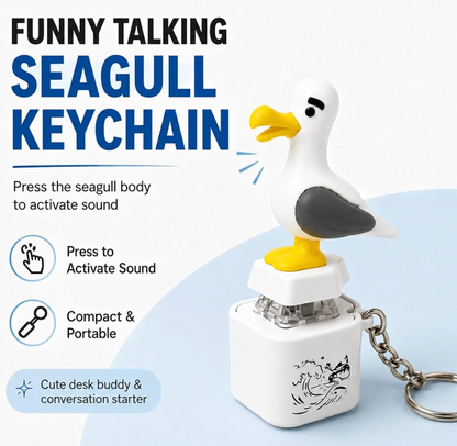 Seagull Mine Button Keychain, Rechargeable Clicke Toy with Real Sound & LED Light