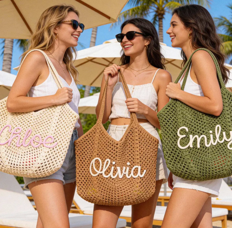 Personalized beach tote bags, Bridesmaid gift bags, Travel Beach Bag