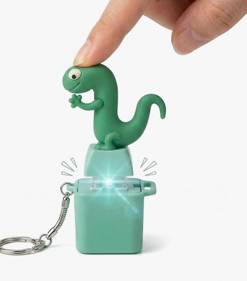 Lizard Button Clicker Keychain, Rechargeable Clicker Toy with sound and LED Light