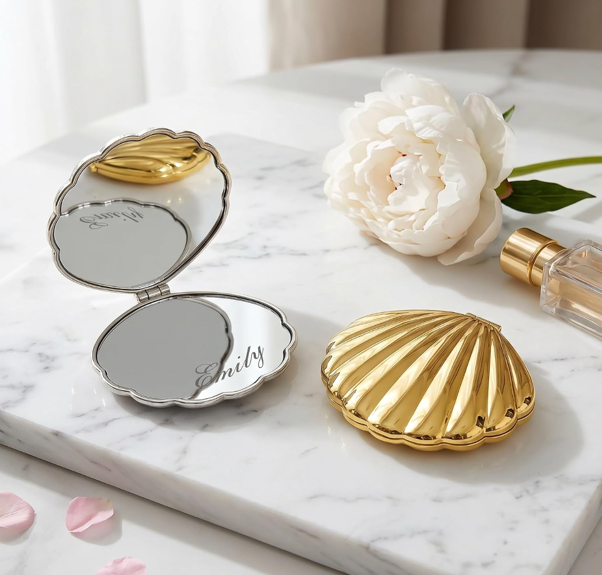 Engraved Mirror with Name - Shell Style
