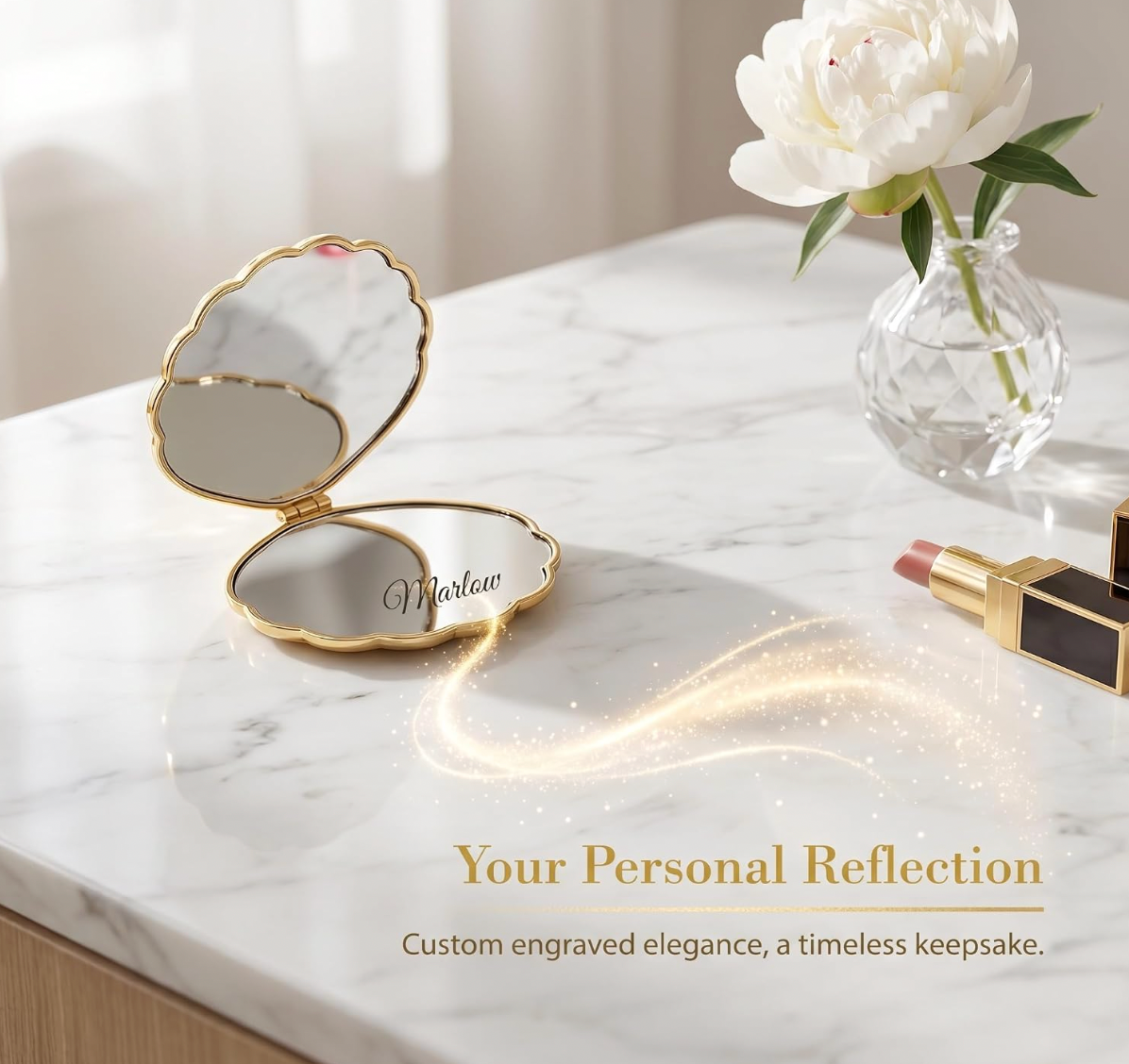 Engraved Mirror with Name - Shell Style