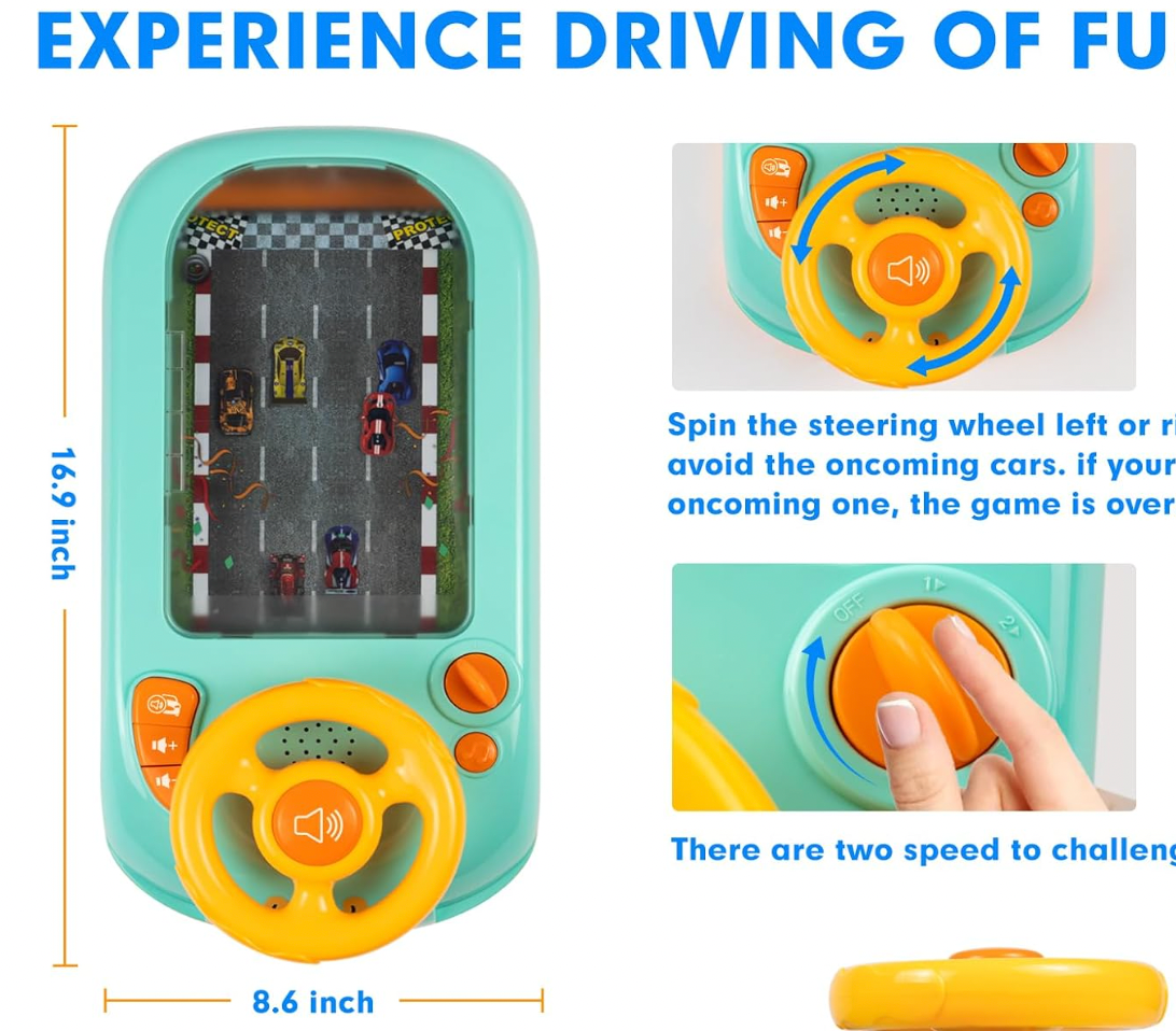 Car Racing Adventure Toy - Toddler Simulated Driving Racing Car Game