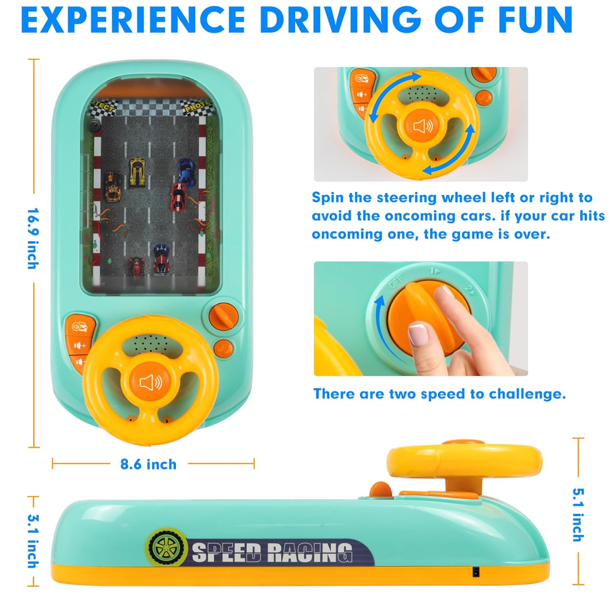 Car Racing Adventure Toy - Toddler Simulated Driving Racing Car Game