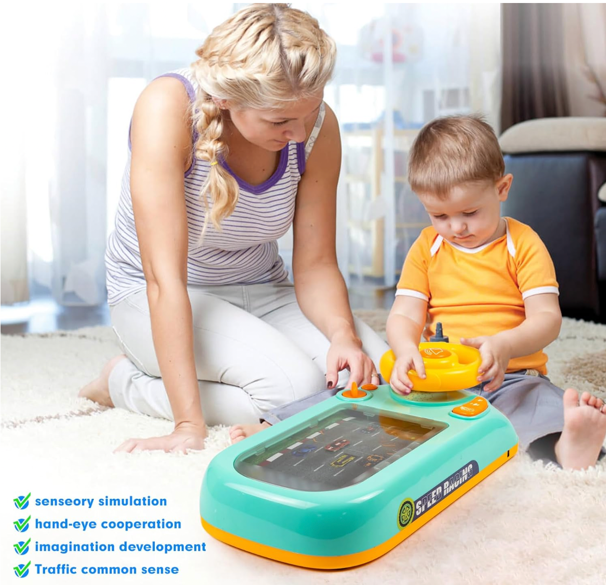 Car Racing Adventure Toy - Toddler Simulated Driving Racing Car Game