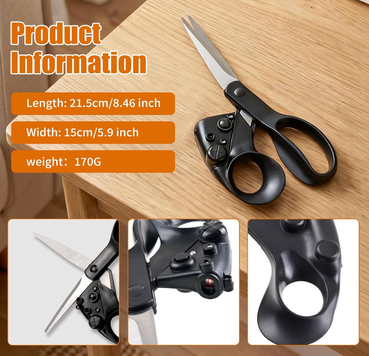 Laser-Guided Fabric Craft Scissors